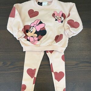 ZARA 2YR Minnie Mouse Pink Heart Sweater set